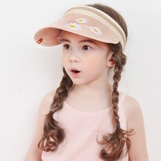 BABYLEE 孩童花朵圖案刺繡藤編空頂遮陽帽