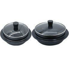 韓式湯鍋 2件組, 黑色, 18 厘米、22 厘米