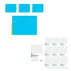 ECO Chungwoon 5片分類PP文件夾 4入+多色高透明L型文件夾 10入, 天空（文件），透明（L持有人）, 1套
