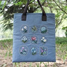 꽃 자수 가방 DIY 키트, 1개, 블루