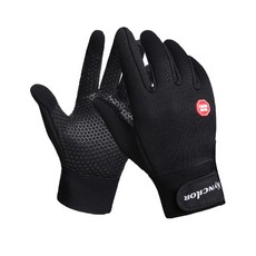 刷毛氯丁橡膠登山自行車魔鬼氈觸控手套, 黑色
