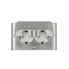 빅토리라이팅 방수 가로 2구 콘센트 나노실버, 1개