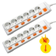 Gs&tap 個別開關6孔延長線 2號 1.5m + 個別開關6孔延長線 6號 6m 250V 16A + 2入安全蓋 隨機出貨, 1套