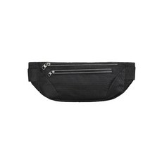 스타 심플 디자인 힙색 런닝 벨트, 투 지퍼 블랙, 1개