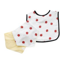 ggoom duboo 圍兜+2重紗圍巾式圍兜+花紗布圍巾式圍兜, Red Apple, 1組