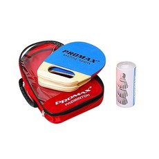 PROMAX 羽毛球拍 2p + 羽毛球 3p + 收納袋套組 KO-81, 藍色（球拍）