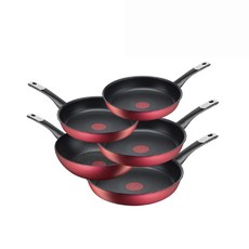 Tefal 法國特福 電磁爐適用Performance系列鈦塗層鍋具 5入組, 紅色, 平底鍋20cm+平底鍋24cm+平底鍋28cm+平底鍋30cm+平底炒鍋28cm