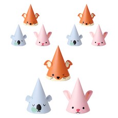 indi.k 動物派對帽 3款 x 3入組, 眨眼艾迪, 睏睏可可, 露齒東尼, 1套