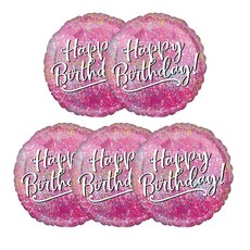 anagram 生日粉紅 Fabulous 鋁箔氣球 45cm, 單一顏色, 5個