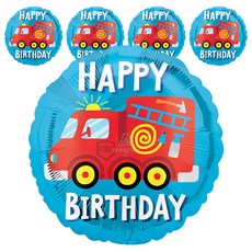 anagram Happy Birthday 消防車氣球 45cm, 單一顏色, 5個