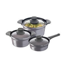 Tefal Gourmet 感應鈦塗層鍋套裝 3ea, 灰色, 湯鍋 24cm+燉湯鍋 20cm+泡麵鍋 20cm, 1組