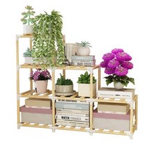 Tanni內裝原木花盆展示架 BGN064 A09, 淺褐色