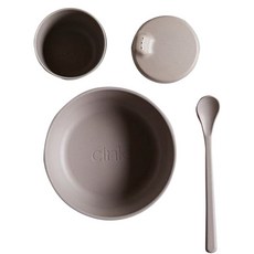 cink 嬰兒餐具禮盒組, Fog, 餐盤+碗+杯子+嬰兒湯匙+杯蓋