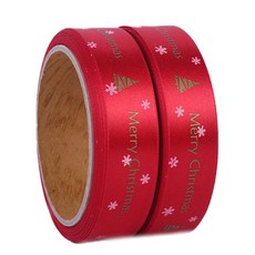 Knock文具包裝 雪花樹緞帶 25mm, 紅色, 9m