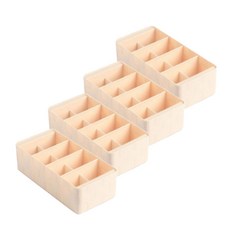 O'chairs 內衣襪子8格分隔收納盒 米色, 4個