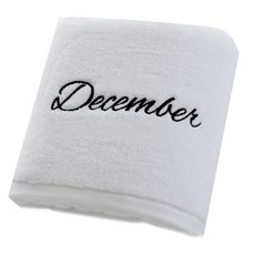 月份字母浴巾 L號 12月款, 白色的, 1個