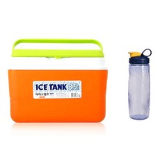 KOMAX 冰盒8.5L+便攜水瓶600ml套組, 橙色（冰盒）、藍色（水瓶）, 8.5L