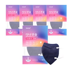 dana 彩色立體兒童口罩 XS號, 5包, 深海軍藍