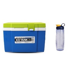 KOMAX Ice Box 26L +便攜式水瓶600ml套件, 藍色（冰盒）、藍色（水瓶）