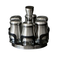 the chef 不銹鋼醬汁瓶 120ml 6入+旋轉托盤組, 1套