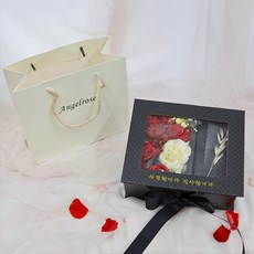 天使玫瑰肥皂花零用錢盒+錢夾+購物袋, 零錢盒（黑色）、肥皂花（紅色）