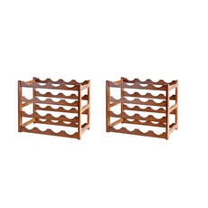 實木層架式紅酒架 支架 4層16格 YT_RA1188, 混合色, 2個