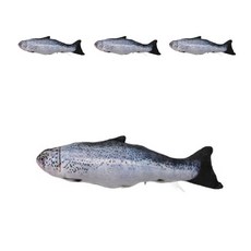 고양이 캣닢 생선 쿠션 장난감 30cm, 연어, 4개