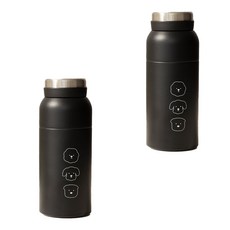 SSUEIM 小狗印花不鏽鋼保溫杯 2入組, 黑色, 350ml