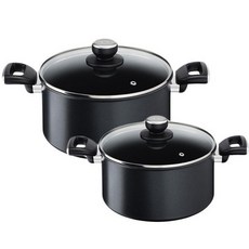 Tefal 法國特福 電磁爐適用Unlimited系列鈦塗層鍋具 2入組, 單色, 雙耳湯鍋20cm(附玻璃鍋蓋)+雙耳湯鍋24cm(附玻璃鍋蓋)