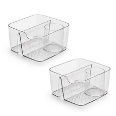 넥스트 브라운 플라스틱 화장품 정리대 겸용 분할 수납통 C타입 YT_RA1170, 2개