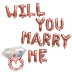 求婚氣球4件組, 玫瑰金(字母氣球), 隨機出貨(手動打氣筒), 1套