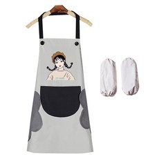 일러스트 홀터넥 배색 앞치마 C, 그레이블랙, 1개