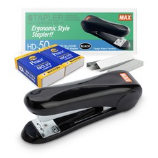 MAX JAPAN 釘書機+訂書針 33號針 HD-50 2件組, 黑色, 1組