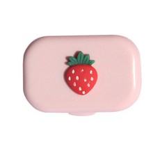 귀여운 원포인트 파스텔 렌즈 케이스, 핑크 스트로베리, 1개