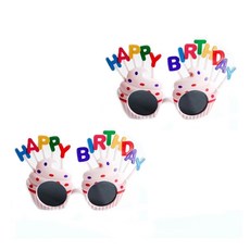 오마이남친 생일 축하 안경, 화이트 + 블랙, 2개