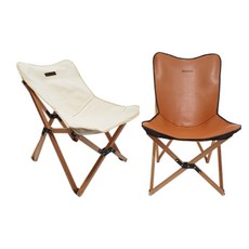 벅703 캠핑 경량 접이식 원목 릴렉스체어 + 가죽커버 세트, 아이보리, 1세트