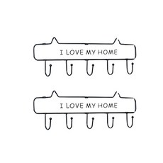 居家壁掛式鐵製多功能掛鉤架 5鉤 2入 YT_RA1132, 白色, 1層