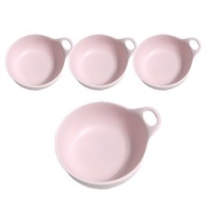 五體安息奶油色手柄湯碗, 粉色的, 4個