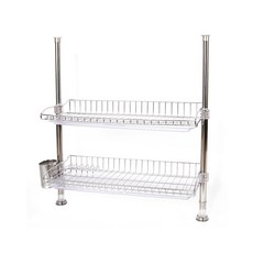 頂天立地雙層餐具瀝水架, 銀