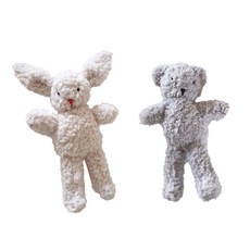 nalalamrskkang 夢熊熊 + 夢兔兔 DIY 娃娃製作 縫紉材料包套組, 夢熊熊灰色 + 夢兔兔奶油色, 1套