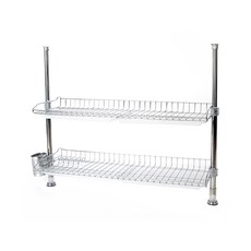 頂天立地雙層餐具瀝水架, 銀色