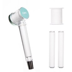 雙重除氯增壓過濾蓮蓬頭+頭部替換濾芯+手把替換濾芯 2入組, 綠色, 1組