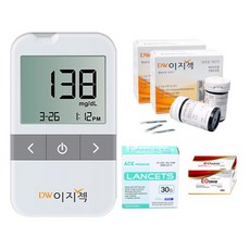 DW이지첵 혈당측정기 + 혈당시험지100매+ 침100개 + 알콜솜100매, 1세트