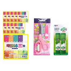 종이나라 2000 레인보우 색종이2 10p + 고쿠요 SAXA 플라이 캡 가위 핑크 + 나라풀 15g x 2p 세트, 1세트, 10색