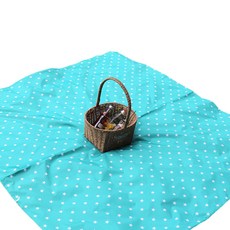 더해피 핸드메이드 양면 방수 피크닉 매트 + 가방 세트, 별 에메랄드