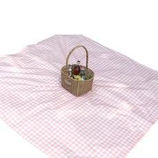 더해피 핸드메이드 양면 방수 피크닉 매트 + 가방 세트, 체크 피치