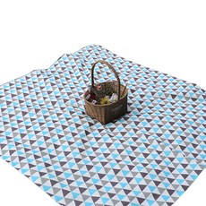 더해피 핸드메이드 양면 방수 피크닉 매트 + 가방 세트, 북유럽 연하늘