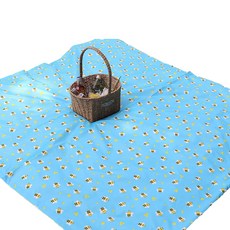 더해피 핸드메이드 양면 방수 피크닉 매트 + 가방 세트, 꿀벌 스카이