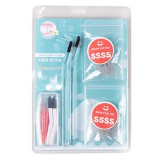 브러쉬포유 치간칫솔 원기둥 리필형 SSSS 200p + 핸들 4p + 휴대용 케이스 + PLA 치간칫솔 10p 세트, 1세트