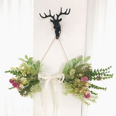 尤加利葉粉色花朵混合花環 大型, 混色